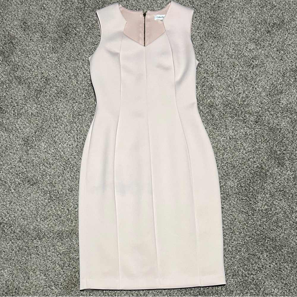 Calvin Klein Elegant Formal Pale Blush Pink Sleeveless Dress Size 4
